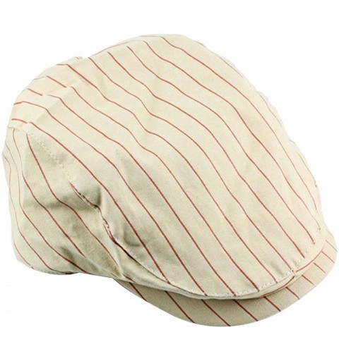 Newsboy Caps Newsboy Hats for Men-Plain Stripe Beret Cabbie Driving Gatsby Flat Cap - Style 11 Beige(cotton Blend) - C318M66M...