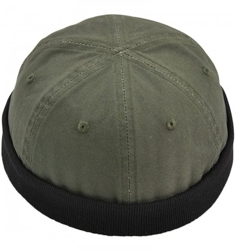 Skullies & Beanies Men's Trendy Skullcap Urban Casual Outfit Brimless Watch Cap Hook & Loop Cap - Army Green - CY18GC57LYS $1...