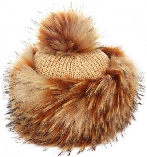 Skullies & Beanies Faux Fur Russian Hat for Women - Warm & Fun Fur Cuff Hat with Pom Pom - Partridge - CR18I09XN72 $48.22