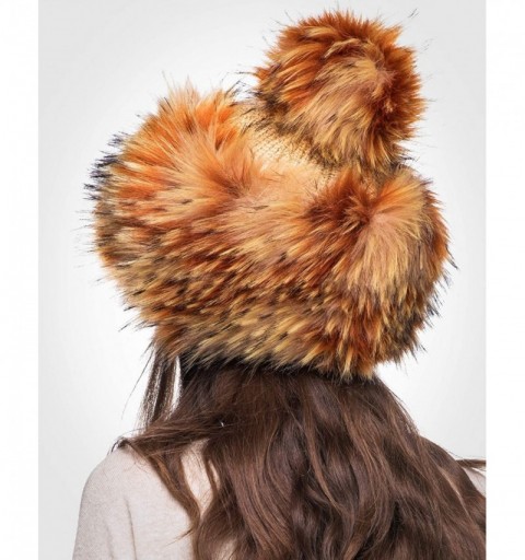 Skullies & Beanies Faux Fur Russian Hat for Women - Warm & Fun Fur Cuff Hat with Pom Pom - Partridge - CR18I09XN72 $29.05