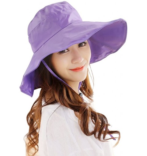 Rain Hats Outdoor UV Protection Rain Cap Waterproof Rain Hat Wide Brim Bucket Hat - Purple - CM184X86UYR $31.36