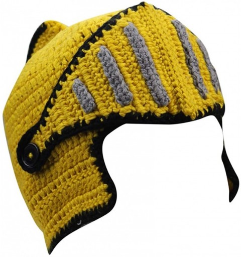 Skullies & Beanies Mens Winter Crochet Knight Skull Slouchy Ski Beanie Removable Face Mask Cap Hat - Yellow - CA18KA237TA $9.19