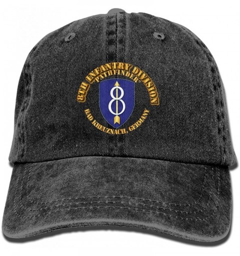 Baseball Caps Mens Cotton Washed Twill Baseball Cap 8th Infantry Division Pathfinder Hat - Black - CO18I7HSMKZ $17.45