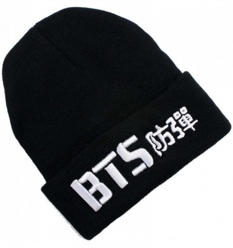 Skullies & Beanies BTS Kpop Beanie BTS Bangtan Boys 3D Embroidery hat - Black - CG12H38RDBR $17.87