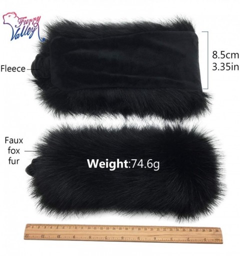 Cold Weather Headbands Faux Fur Headband with Elastic for Women's Winter Earwarmer Earmuff Hat Coldweather Accessories - Blac...