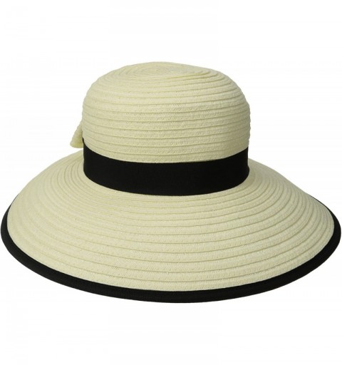 Sun Hats Women's Sun Brim Bow at Back and Contrast Edging - Ivory - CS11S3UNQOX $16.45