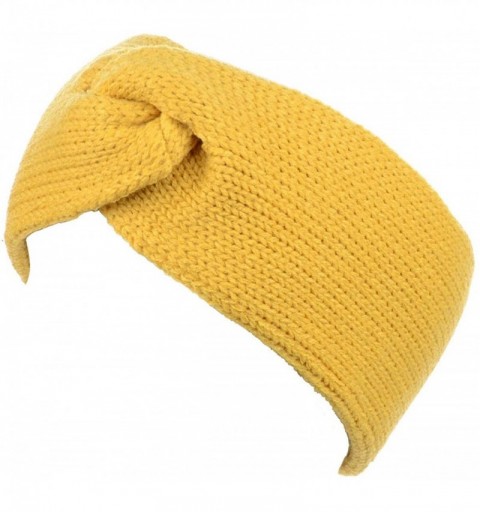 Cold Weather Headbands Women's Winter Chic Solid Knotted Crochet Knit Headband Turban Ear Warmer - Yellow - CY18IM2K748 $25.64