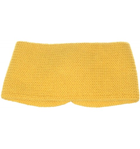 Cold Weather Headbands Women's Winter Chic Solid Knotted Crochet Knit Headband Turban Ear Warmer - Yellow - CY18IM2K748 $12.50