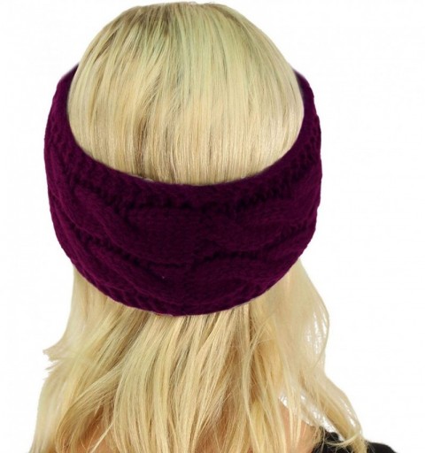 Cold Weather Headbands Winter Fuzzy Fleece Lined Thick Knitted Headband Headwrap Earwarmer - Solid Dk. Purple - CA18I4EW5HK $...