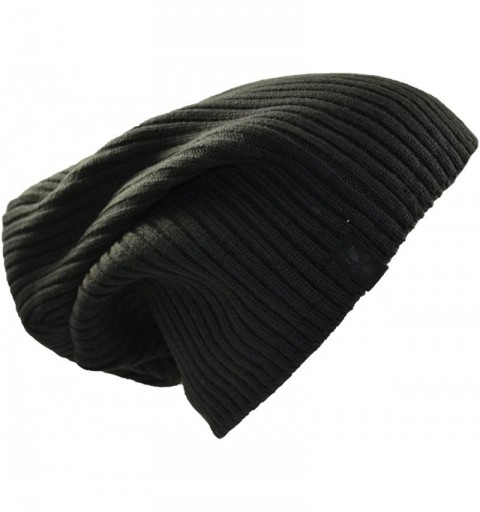 Skullies & Beanies Long Cable Slouchy Beanie Knit Hat 12" - Black - CD11WQKMBPL $12.54