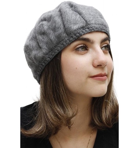 Berets Womens Soft Alpaca Wool Woven French Beret Cap Hat - Soft Gray - CQ11WRHTM4L $20.86