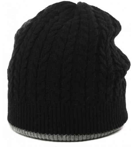 Skullies & Beanies Women's Winter Knitted Pom Beanie Ski Hat/Visor Beanie Newsboy Cap Wool/Acrylic - Black89225 - CP18IL0TGA9...