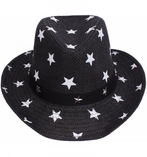 Cowboy Hats Western Style Shapeable Cowboy Hat - Usa- Patriotic Stars Black - CH12I6R8OIP $9.36