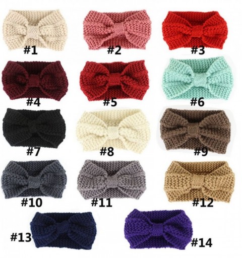 Headbands Women's Bowknot Design Winter Warm Twist Knitted Wool Headgear Crochet Headband Head Wrap Hairband(Dark Purple) - C...