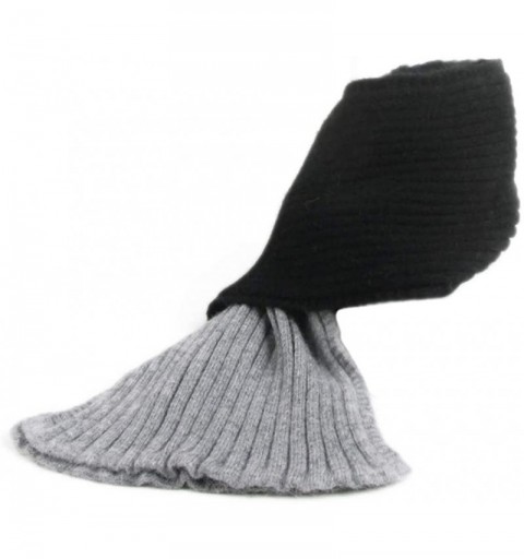 Skullies & Beanies Women's Girls Slouchy Beanie Hat with Fur Pompom Warm Winter Hat - Womens Black Gray Scarf - CP18KRS57K8 $...