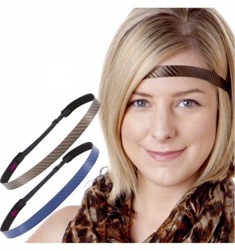 Headbands Women's Adjustable NO Slip Skinny Tech Sport Headband Multi Packs - Brown & Navy 2pk - CU11OI1FQA7 $14.85