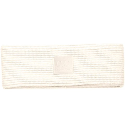 Cold Weather Headbands Unisex Winter Thick Ribbed Knit Stretchy Plain Ear Warmer Headband - Ivory - CY18Y423E8N $13.46