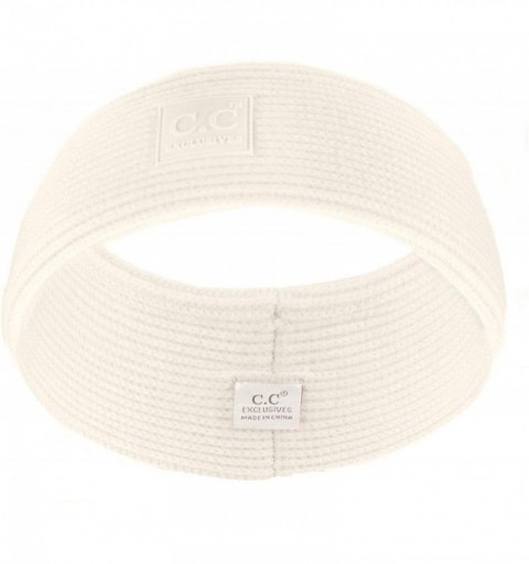 Cold Weather Headbands Unisex Winter Thick Ribbed Knit Stretchy Plain Ear Warmer Headband - Ivory - CY18Y423E8N $13.46
