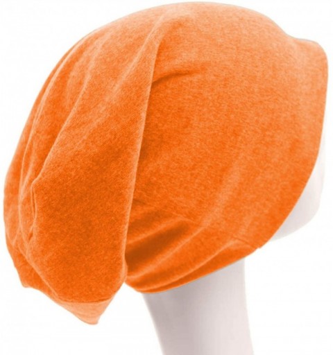 Skullies & Beanies Women Men Beanies Hat Cotton Stretch Slouchy Beanie Chemo Hat Hip-hop Skull Cap - 2 Pack(orange+pink) - CC...