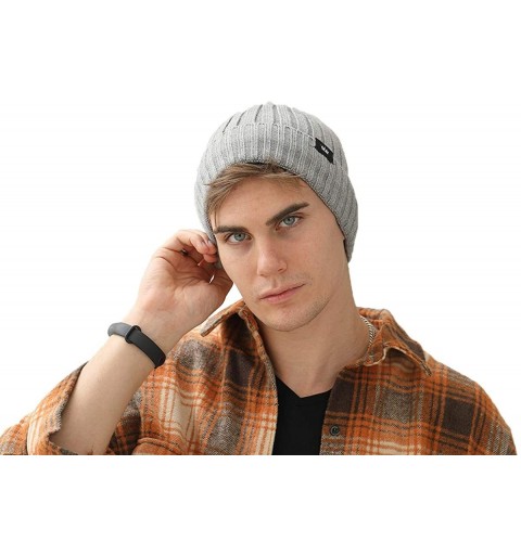Skullies & Beanies Acrylic Knit Beanie Hat- Winter Cuffed Skully Cap- Warm- Soft- Slouchy Headwear for Men and Women - Grey -...