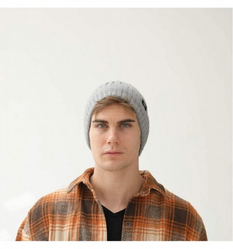Skullies & Beanies Acrylic Knit Beanie Hat- Winter Cuffed Skully Cap- Warm- Soft- Slouchy Headwear for Men and Women - Grey -...