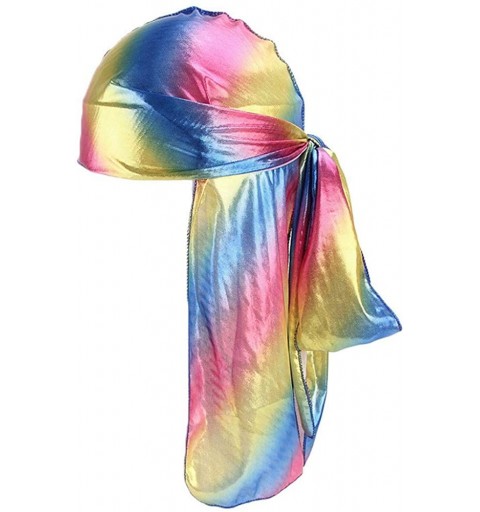 Baseball Caps Silky BandanaHat Girls Women Polyester Hair Wrap Rainbow Color Sunlucky AW2019 - E - CE18YMNWZ9D $6.77