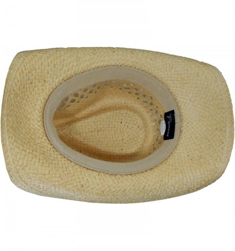Cowboy Hats Boho Hip Cowboy Hat with Heart Concho- Natural Toyo Straw- Shapeable Brim - Natural - CV11QG7XMKD $20.67