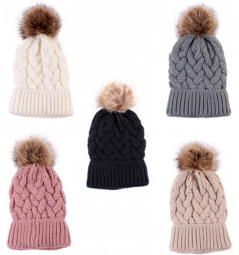 Skullies & Beanies 2PCS Mother&Baby Hat Parent-Child Hat Family Matching Cap Winter Warmer Knit Wool Beanie Ski Cap - Black -...