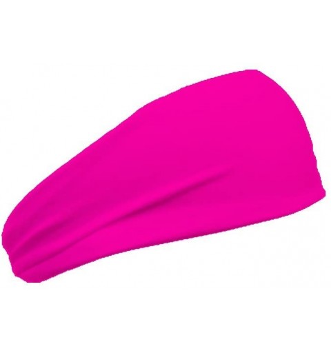 Headbands Womens 3 Inch Flatback Moisture Wicking Workout Sweatband - Bright Neon Pink - CO12ITCCD3J $11.69