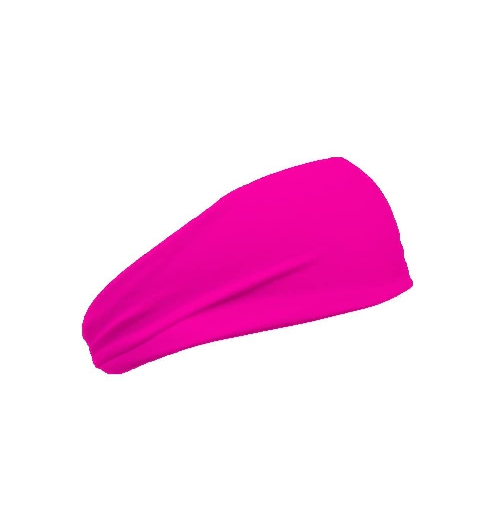 Headbands Womens 3 Inch Flatback Moisture Wicking Workout Sweatband - Bright Neon Pink - CO12ITCCD3J $11.69