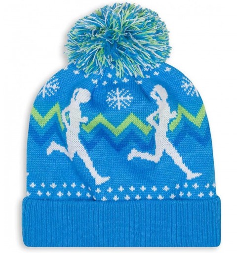 Skullies & Beanies Pom Pom Beanie Hat for Runners - Running Hats - Girl Runner (Blue) - C11875H2ZG8 $22.75