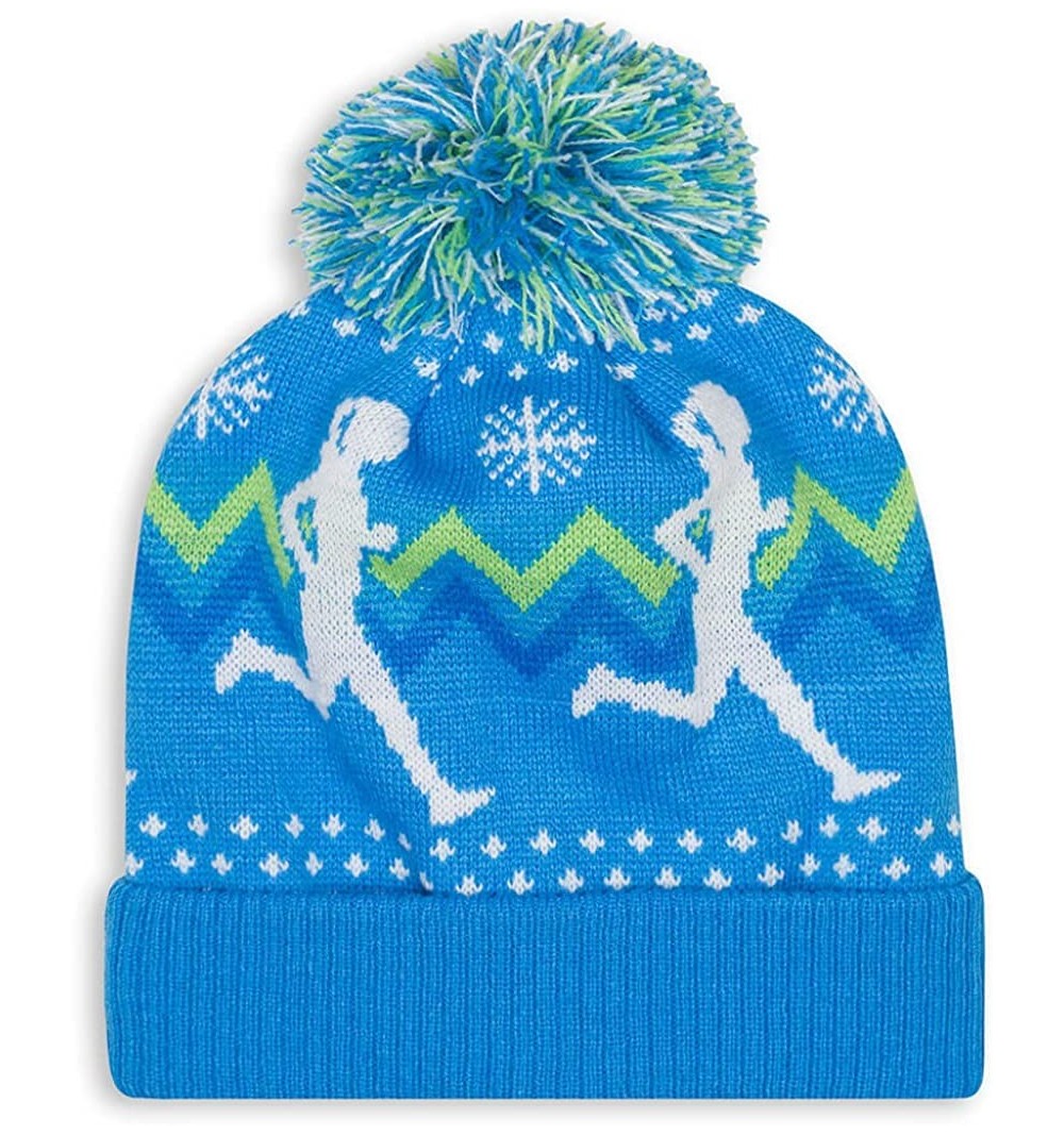 Skullies & Beanies Pom Pom Beanie Hat for Runners - Running Hats - Girl Runner (Blue) - C11875H2ZG8 $22.75