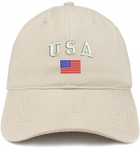 Baseball Caps American Flag and USA Embroidered Dad Hat Patriotic Cap - Stone - CO12IZK8WZN $16.75