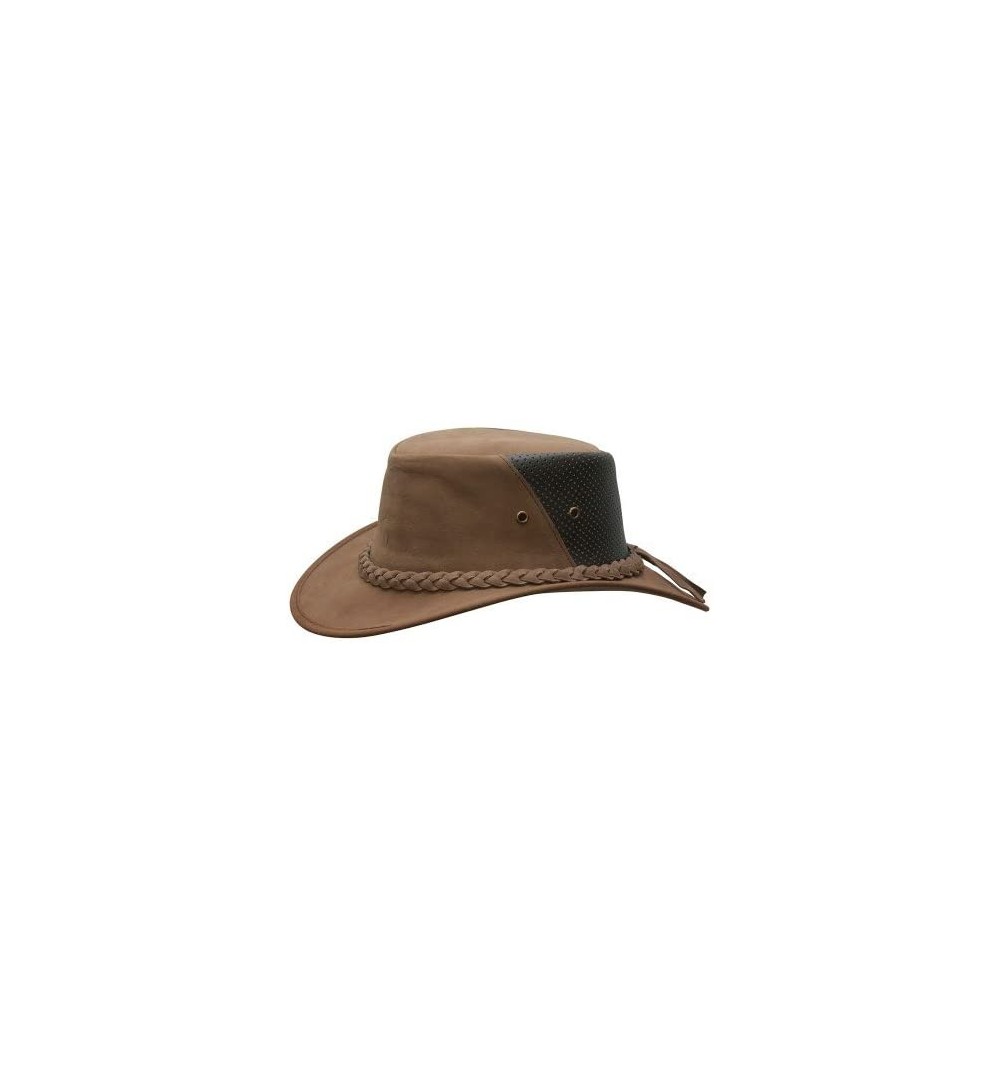 Sun Hats Men's Down Under Leather Breezer Hat- Dark - Mocha - CZ11DXLCMXX $38.78