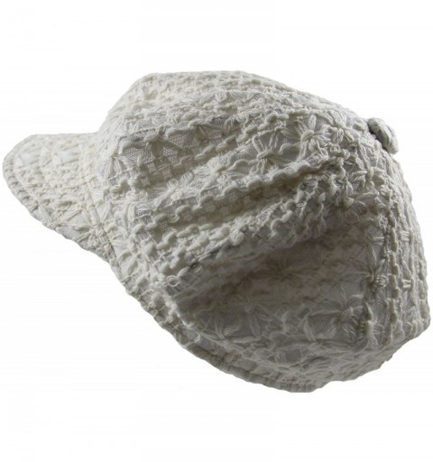 Newsboy Caps Ladies Crochet Newsboy Hats - Ivory - CX11XSRZXI3 $12.75