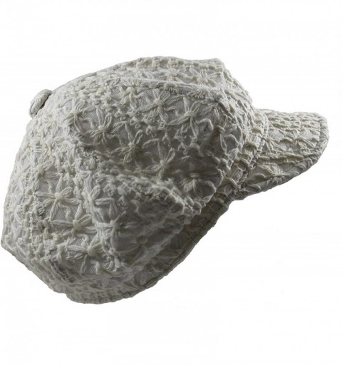 Newsboy Caps Ladies Crochet Newsboy Hats - Ivory - CX11XSRZXI3 $12.75