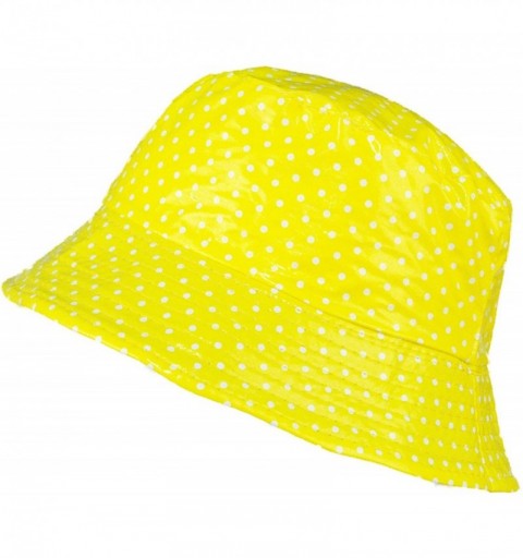 Rain Hats Waterproof Vinyl Bucket Rain Hat - 08-yellow Dot - CT196C2KM2D $32.30