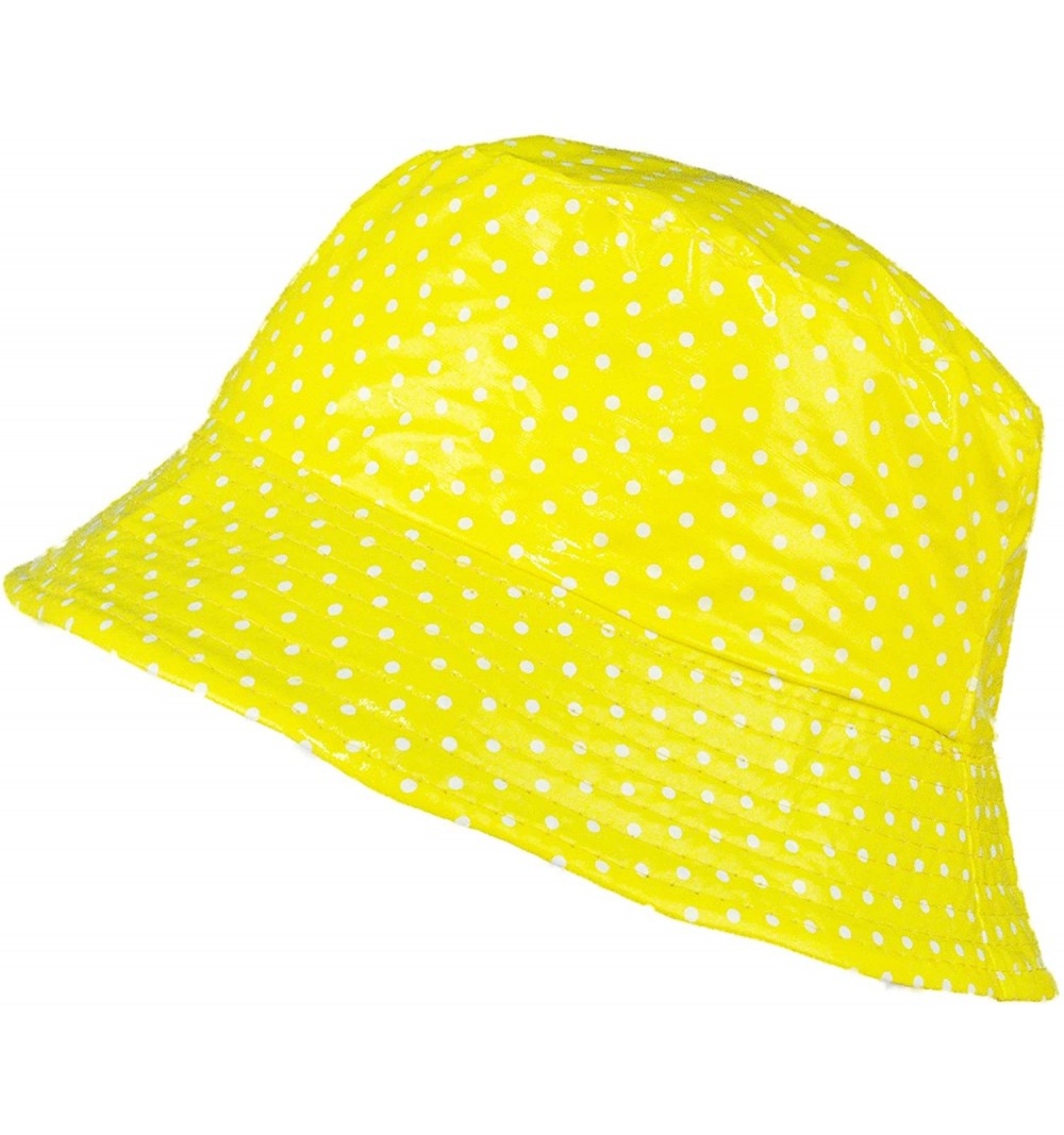 Rain Hats Waterproof Vinyl Bucket Rain Hat - 08-yellow Dot - CT196C2KM2D $18.22