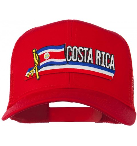 Baseball Caps Costa Rica Flag Patched Mesh Cap - Red - CY11Q3SYO57 $26.31