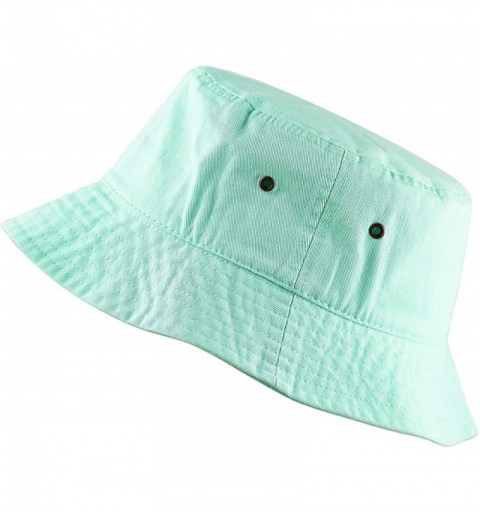 Bucket Hats Unisex 100% Cotton Packable Summer Travel Bucket Beach Sun Hat - Aqua - CF17X3IDY7Z $21.10