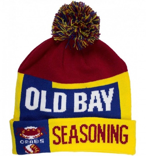 Skullies & Beanies Men's Old Bay Seafood Seasoning Can Pom Beanie Hat Cap - CJ187GN3X2S $21.40