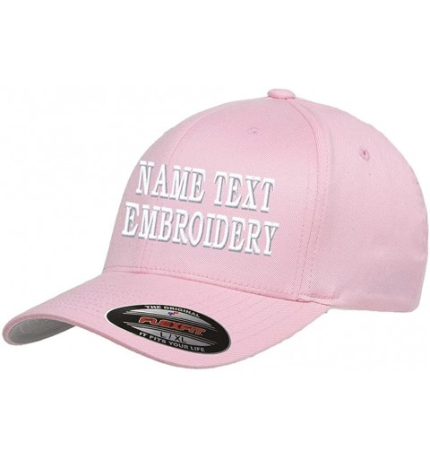 Baseball Caps Custom Embroidery Hat Flexfit 6277 Personalized Text Embroidered Fitted Size Cap - Pink - CM180UKM2YS $26.88