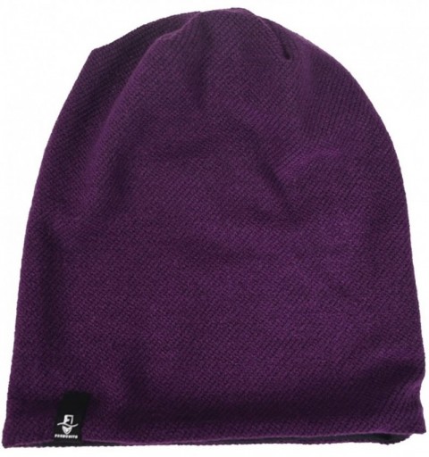Berets Women's Slouch Beanie Long Baggy Skull Cap Turban Winter Beret Hat - Solid Purple - CY18Y4KIWAW $11.56