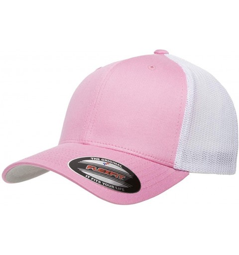 Baseball Caps Flexfit Trucker Hat for Men and Women - Breathable Mesh- Stretch Flex Fit Ballcap w/Hat Liner - Pink/White - CN...