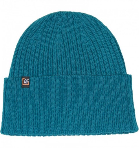 Skullies & Beanies 100% Wool Rib Knit Beanie Hat Cap for Women & Men - Peacock - CF182OGO0WT $26.78
