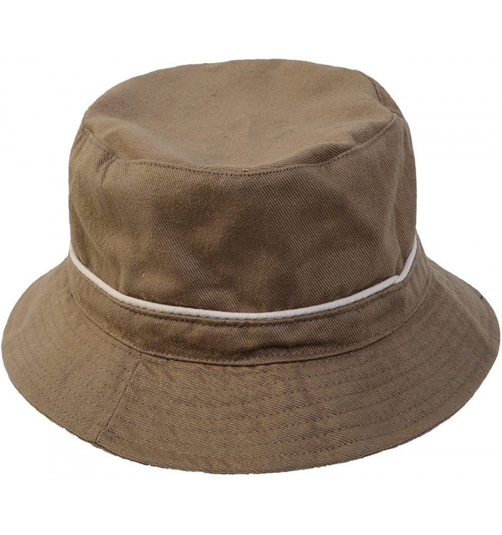 Bucket Hats Classic Simple Cotton Bucket Hats - Khaki L/Xl - CR11X3QCVYX $10.10