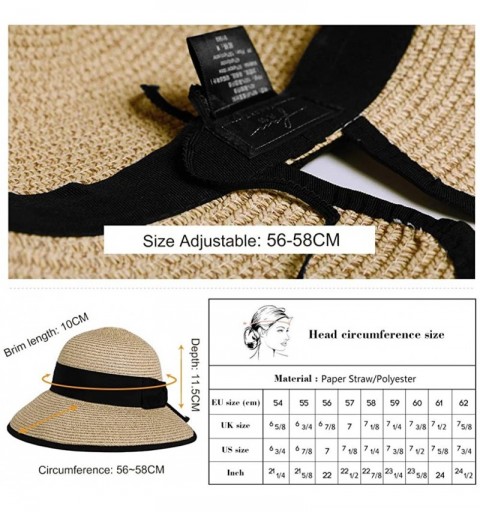 Sun Hats Womens UPF 50 Straw Sun Hat Floppy Wide Brim Fashion Beach Accessories Packable & Adjustable - 91569beige - CF199I0Q...