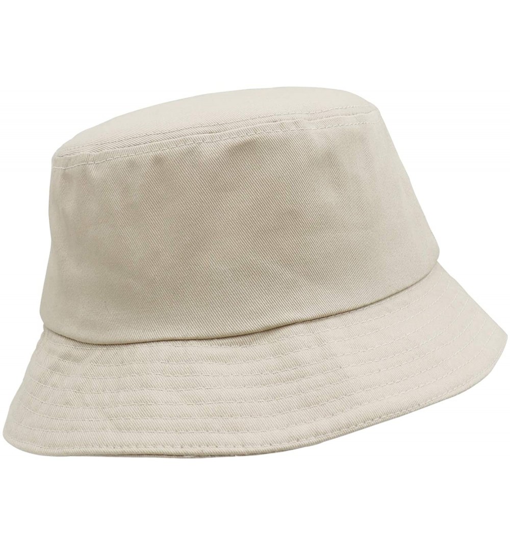Bucket Hats Unisex 100% Cotton Packable Bucket Hat Sun hat for Men Women - Plain Beige - CN18QCC4Q2L $12.50