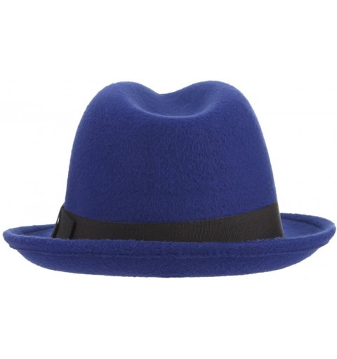 Fedoras Men's Warm Wool Blend Dent Trilby Panama Fedora Gangster Hat - Blue - CR186RGEMGR $8.80