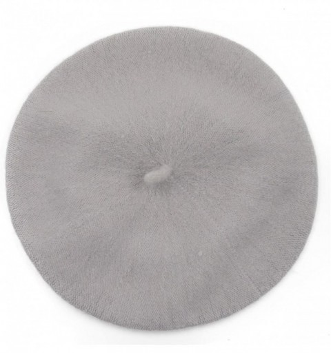Berets Womens Classic Solid Color Knitted Wool French Beret - Light Gray - C6187NEH0Q5 $11.39